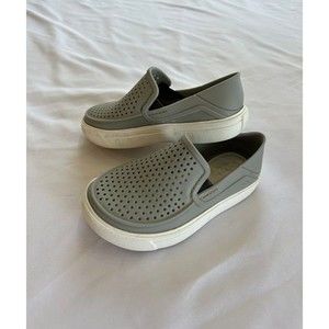 Crocs CitiLane Roka Graphic Gray/White Slip-On, Toddler Size C8